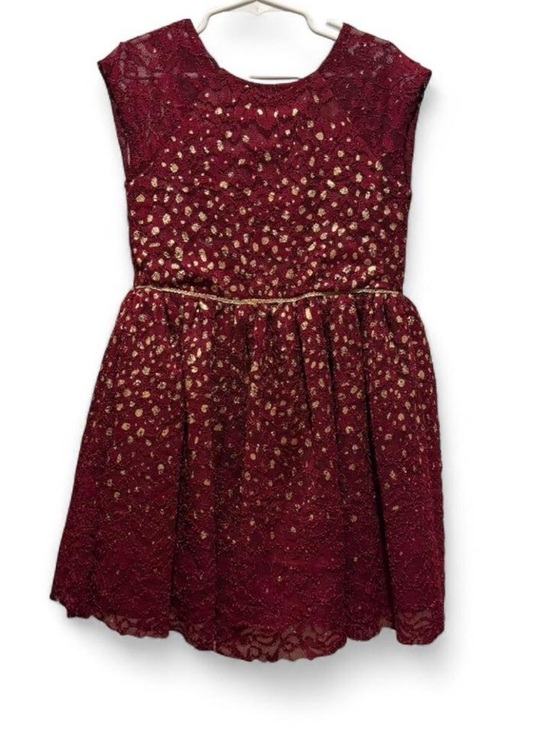 marmellata Other - marmellata Burgundy Lace Dress with Gold Dot Accents